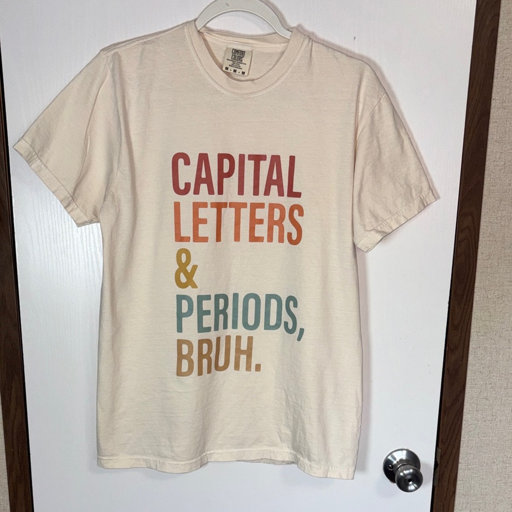 Comfort Colors Graphic Tee Sz M Capital Letters & Periods Bruh Vintage Style